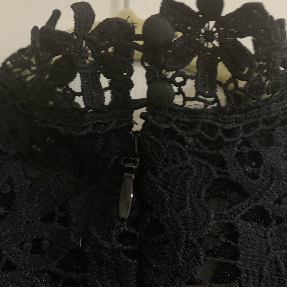 Chi Chi London Black Lace Tulle Tea-Length Dress - Picture 6 of 15